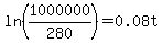 +ln%281000000%2F280%29+=+0.08t+