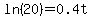 +ln%2820%29+=+0.4t+