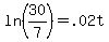 +ln%2830%2F7%29+=+.02t+