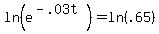+ln%28e%5E%28-.03t%29%29+=+ln%28.65%29+