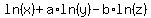 +ln%28x%29+%2B+a%2Aln%28y%29+-+b%2Aln%28z%29+