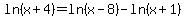 +ln%28x%2B4%29=ln%28x-8%29-ln%28x%2B1%29+