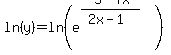 +ln%28y%29=ln%28e%5E%28%28-5+-7x%29%2F%282x-+1%29%29%29