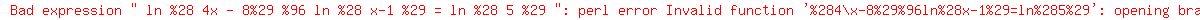 +ln+%28+4x+-+8%29+%96+ln+%28+x-1+%29+=+ln+%28+5+%29+