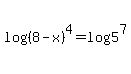 +log%28%288-x%29+%5E4%29=+log%285%5E7%29+