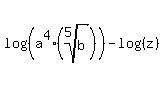 +log%28%28a%5E4%28root%285%2C+b%29%29%29%29+-+log%28%28z%29%29+