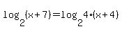 +log%28+2%2C+%28x%2B7%29+%29+=+log%28+2%2C+4%2A%28+x%2B4+%29+%29+