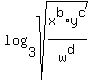 +log%283%2C+sqrt%28x%5Eb%2Ay%5Ec%2Fw%5Ed%29+%29+