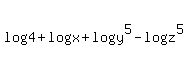 +log%284%29+%2B+log%28x%29+%2B+log%28y%5E5%29+-+log%28z%5E5%29+