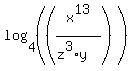+log%284%2C%28%28x%5E13%2F%28z%5E3%2Ay%29%29%29%29