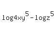 +log%284xy%5E5%29+-+log%28z%5E5%29+