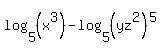 +log%285%2C%28x%5E3%29%29-log%285%2C%28yz%5E2%29%5E5%29+