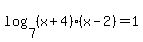 +log%287%2C%28x%2B4%29%28x-2%29%29+=+1+