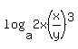 +log%28a%2C2x%28x%2Fy%29%5E3%29+