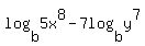 +log%28b%2C5x%5E8%29+-+7log%28b%2Cy%5E7%29+