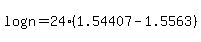 +log%28n%29+=+24%2A%28+1.54407+-+1.5563+%29+