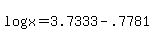 +log%28x%29++=+3.7333+-+.7781+