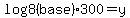 +log+8%28base%29+300+=+y+