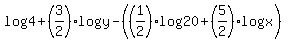 +log4+%2B+%283%2F2%29log%28y%29+-+%28+%281%2F2%29log%2820%29+%2B+%285%2F2%29log%28x%29+%29+