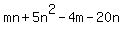 +mn+%2B+5n%5E2++-+4m+-+20n+