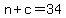 +n+%2B+c+=+34+