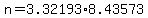 +n+=+3.32193%2A8.43573+