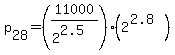 +p%5B28%5D+=+%28+11000%2F+%282%5E2.5%29+%29%2A%282%5E%282.8%29%29+