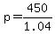 +p+=+450%2F1.04+