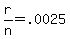 +r%2Fn+=+.0025+