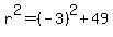 +r%5E2+=+%28-3%29%5E2+%2B+49+