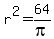 +r%5E2+=+64%2Fpi+