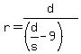 +r+=+d+%2F+%28%28+d%2Fs+-+9+%29%29+