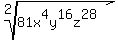+root%282%2C+81x%5E4y%5E16z%5E28+%29+