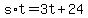 +s%2At++=+3t+%2B+24+
