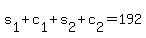 +s%5B1%5D+%2B+c%5B1%5D+%2B+s%5B2%5D+%2B+c%5B2%5D+=+192+