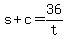 +s+%2B+c+=+36%2Ft+