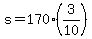 +s+=+170%2A%283%2F10%29+