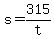 +s+=+315%2Ft+
