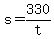 +s+=+330%2Ft+