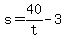 +s+=+40%2Ft+-+3+