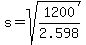 +s+=+sqrt%281200+%2F+2.598%29+