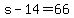 +s+-+14+=+66+