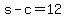 +s+-+c+=+12+