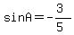 +sin+A+=+-+%283%29%2F%285%29+