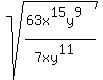 +sqrt%28%2863x%5E15y%5E9+%29%2F%28+7xy%5E11%29%29+