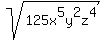 +sqrt%28+125x%5E5y%5E2z%5E4%29+