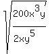 +sqrt%28+200x%5E3y%2F%282xy%5E5%29%29+