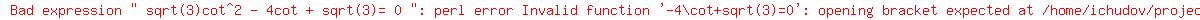 +sqrt%283%29cot%5E2+-+4cot+%2B+sqrt%283%29=+0+
