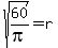 +sqrt%2860%2Fpi%29=r