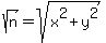+sqrt%28n+%29=+sqrt%28x%5E2+%2B+y%5E2%29